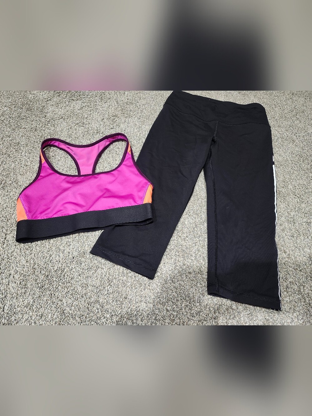 Victorias Secret Pink & Orange Sports Bra with Black Athletic Capris Size S